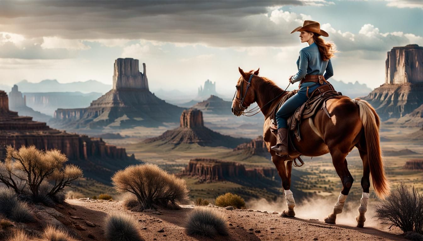 Hyperrealistic Cowboy in Texas Landscape