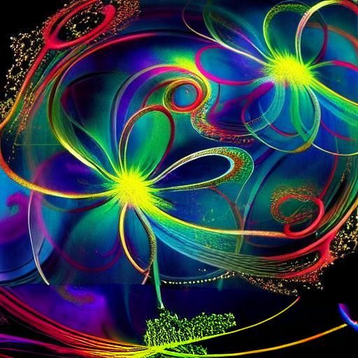 Time's Flow: Surreal Bioluminescent Flower