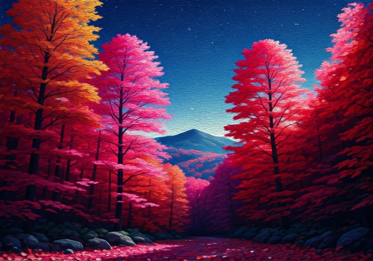Appalachian Autumn Forest Under Starry Skies