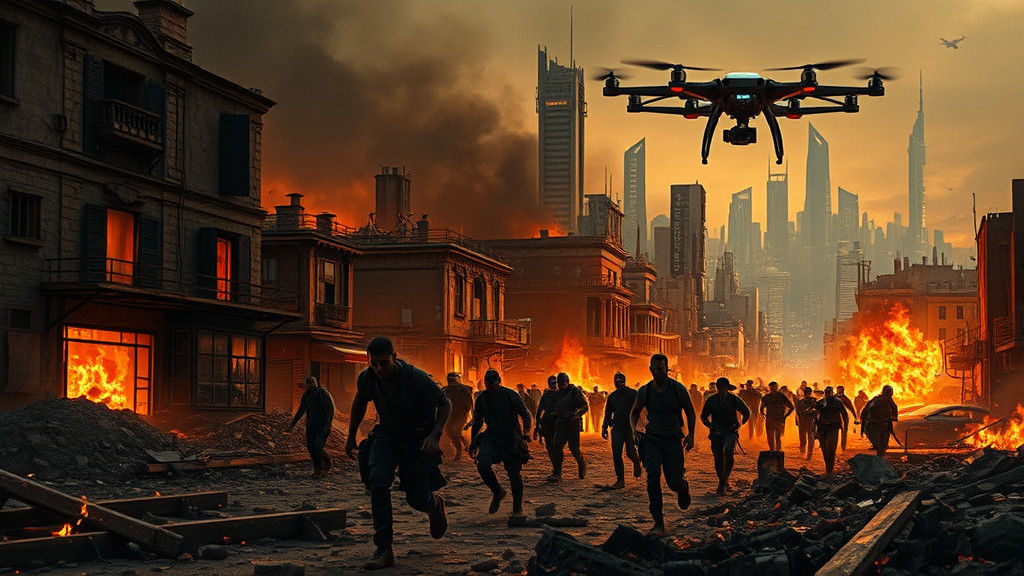 Inferno Engulfs Piranesi-esque Cityscape in Dystopian Chaos