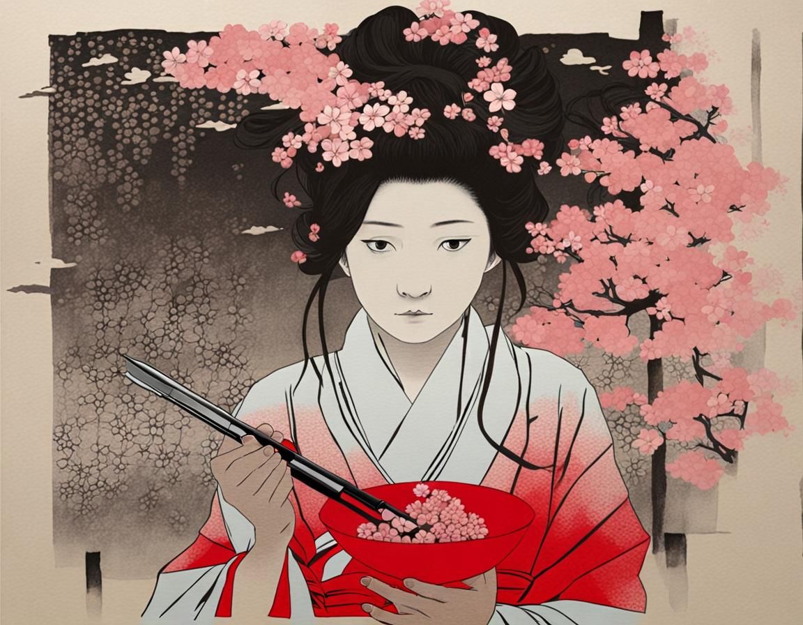 Portrait with cherry blossoms