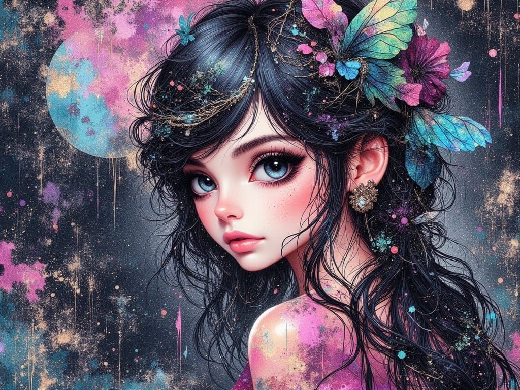 Cyberpunk Pixies Dancing with Glitchy Energy