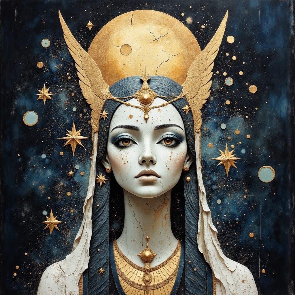 Ancient Moon Goddess Illuminated by Celestial Light