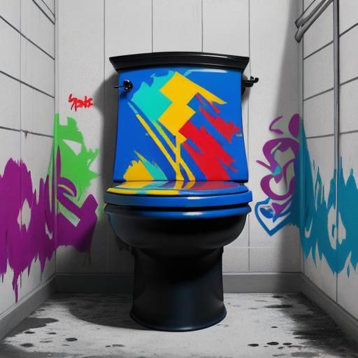 Toilet Diver Graffiti Art in Polychromatic Style