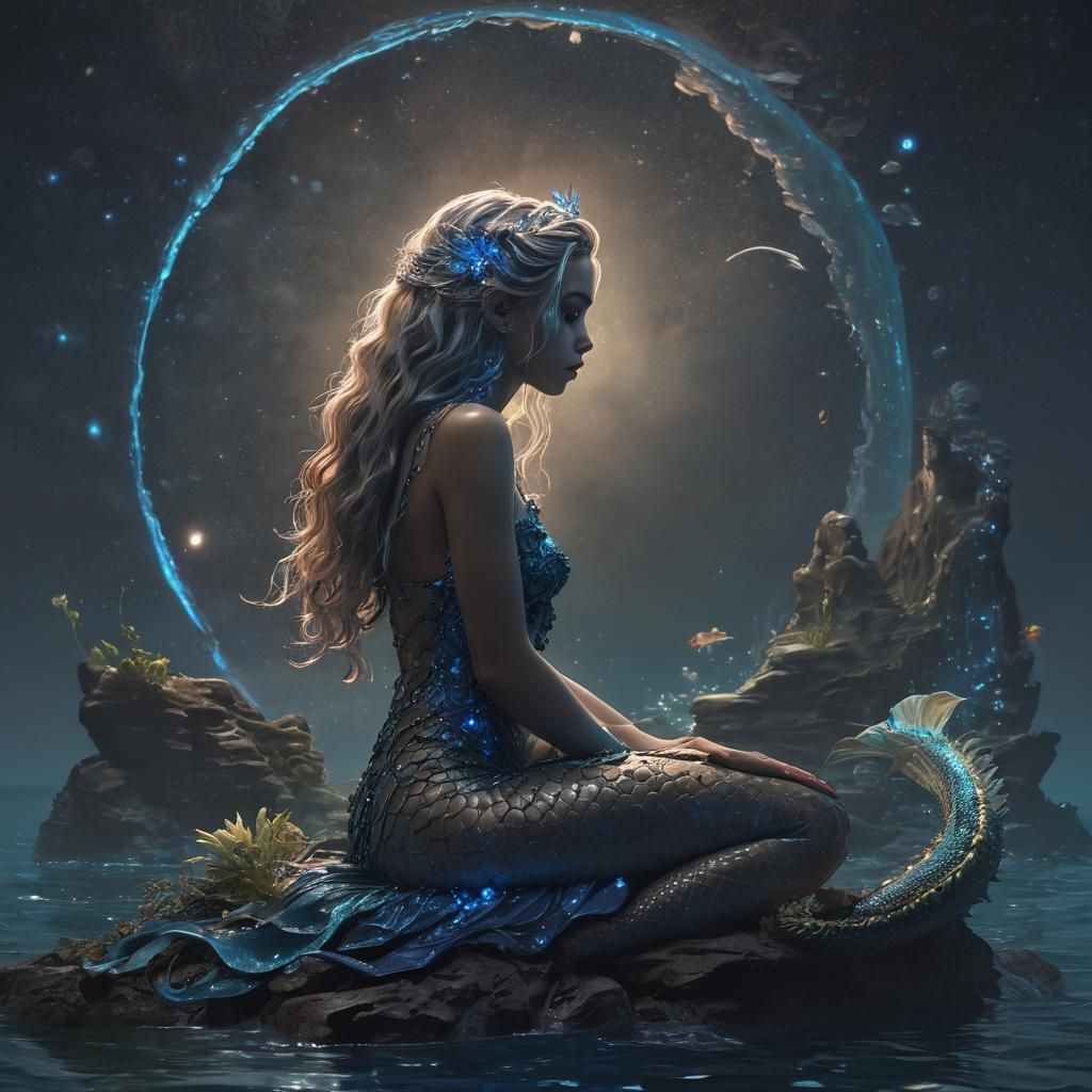 Cyber Mermaid in Neon Wonderland