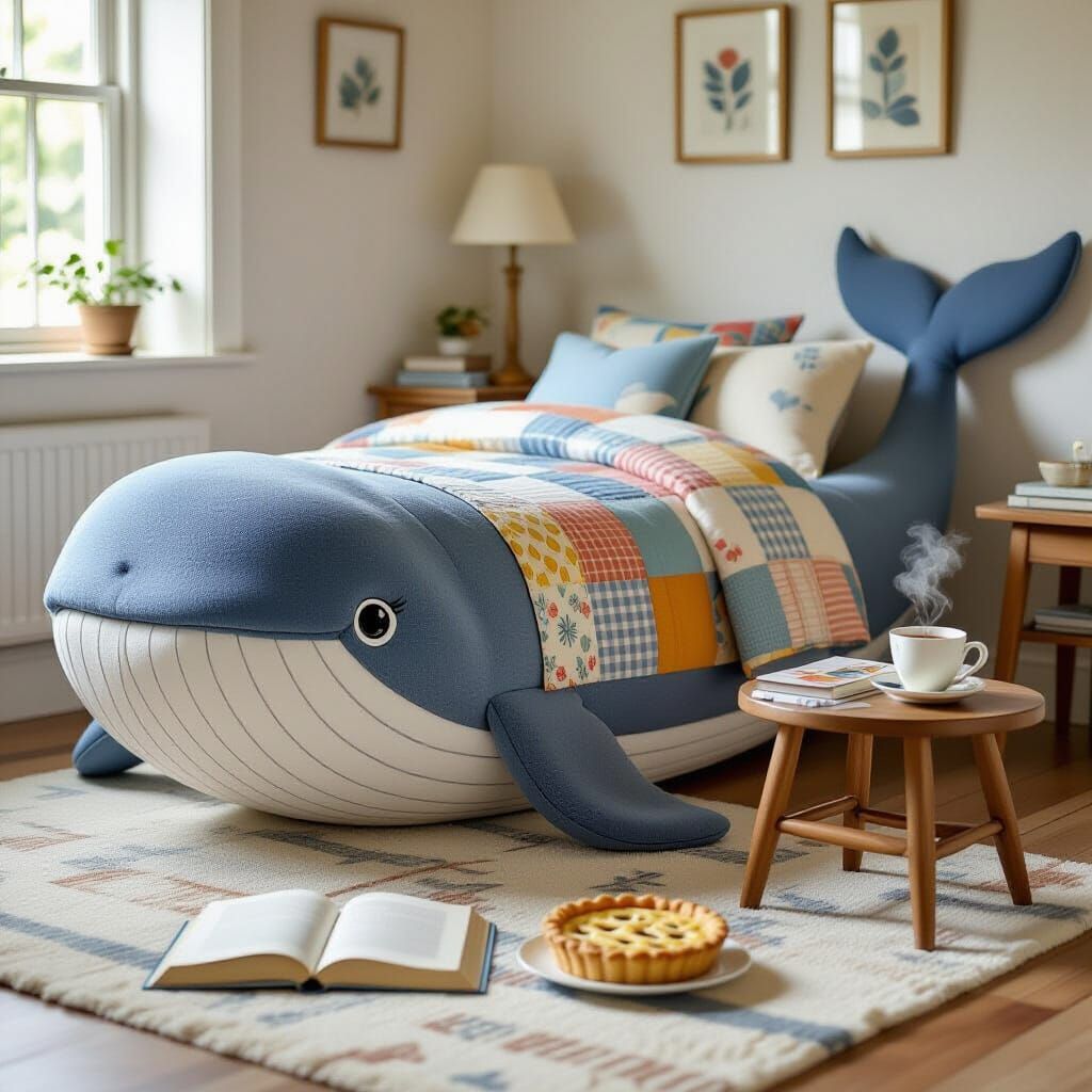 Whimsical Whale Bed with Cozy Reading Nook