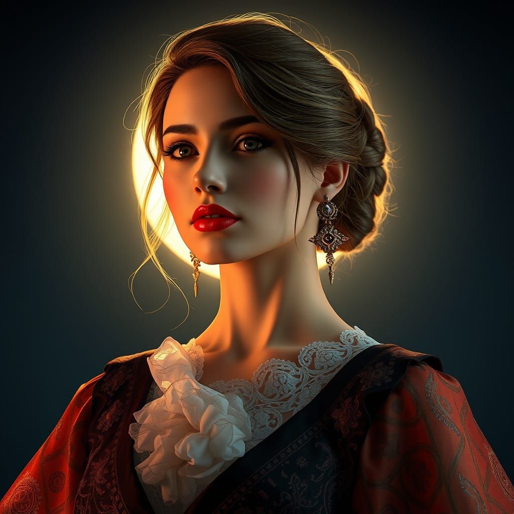 Moonlit Woman Portrait in Digital Art Style