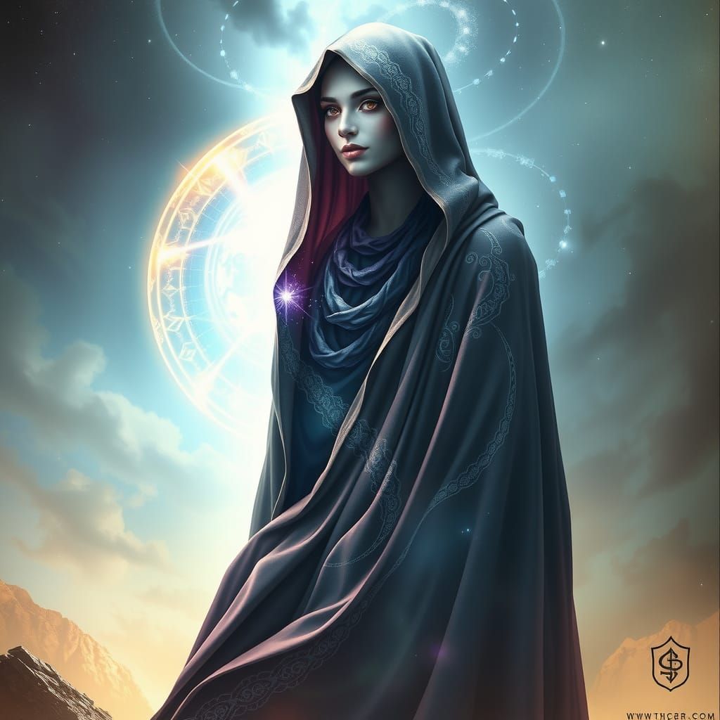 Ethereal Karma Deity at Cosmic Crossroads