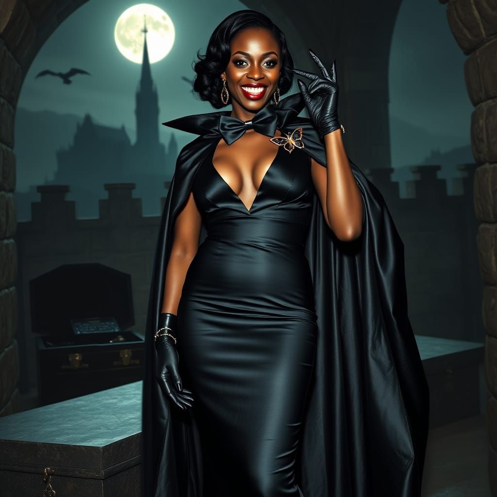 Seductive Vampire Noblewoman in Black Tie