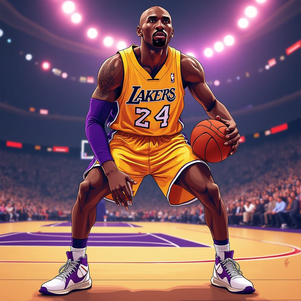 NBA Icon Kobe Bryant in Dynamic Basketball Pose
