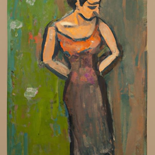 Impressionistic Oil Painting: Full Figure of a Woman