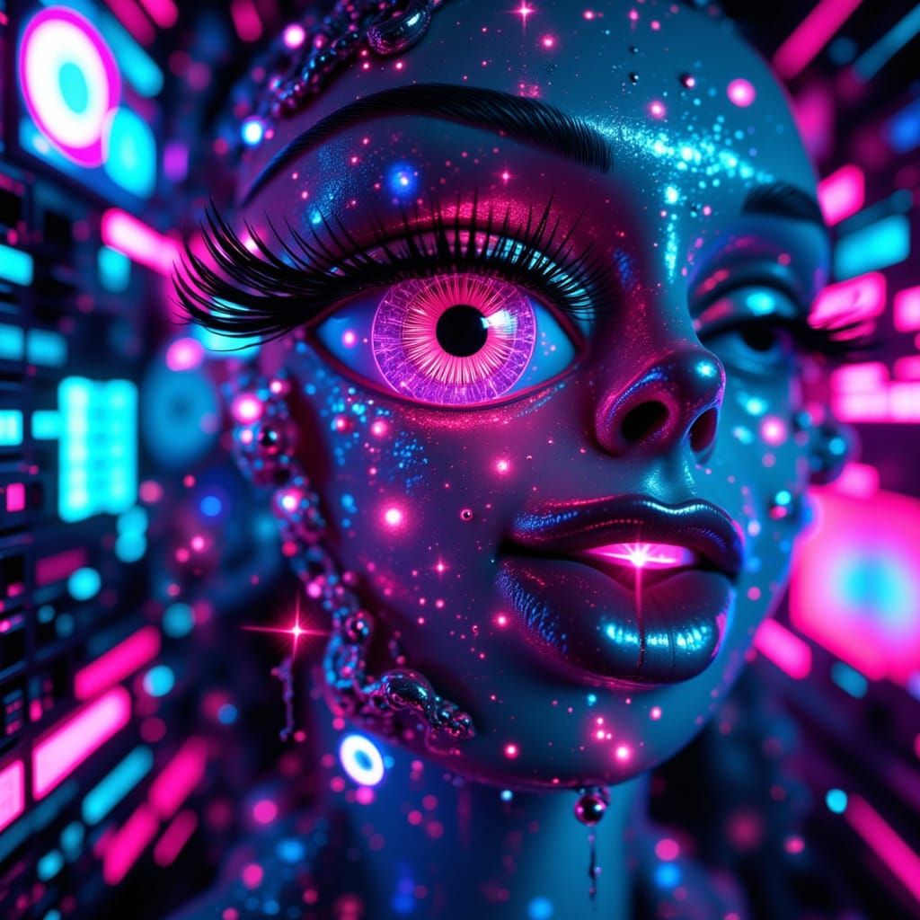 Cyberpunk Pinup in Cyberspace