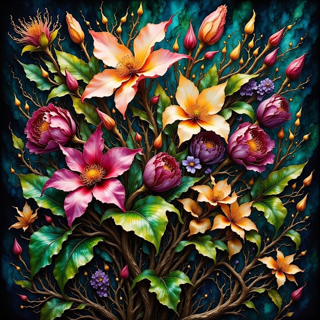 Poisonous Bouquet Alcohol-Ink Masterpiece