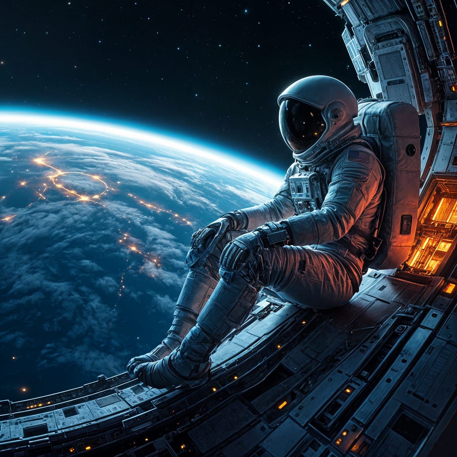 Astounding Space Traveler on a Satellite Ride