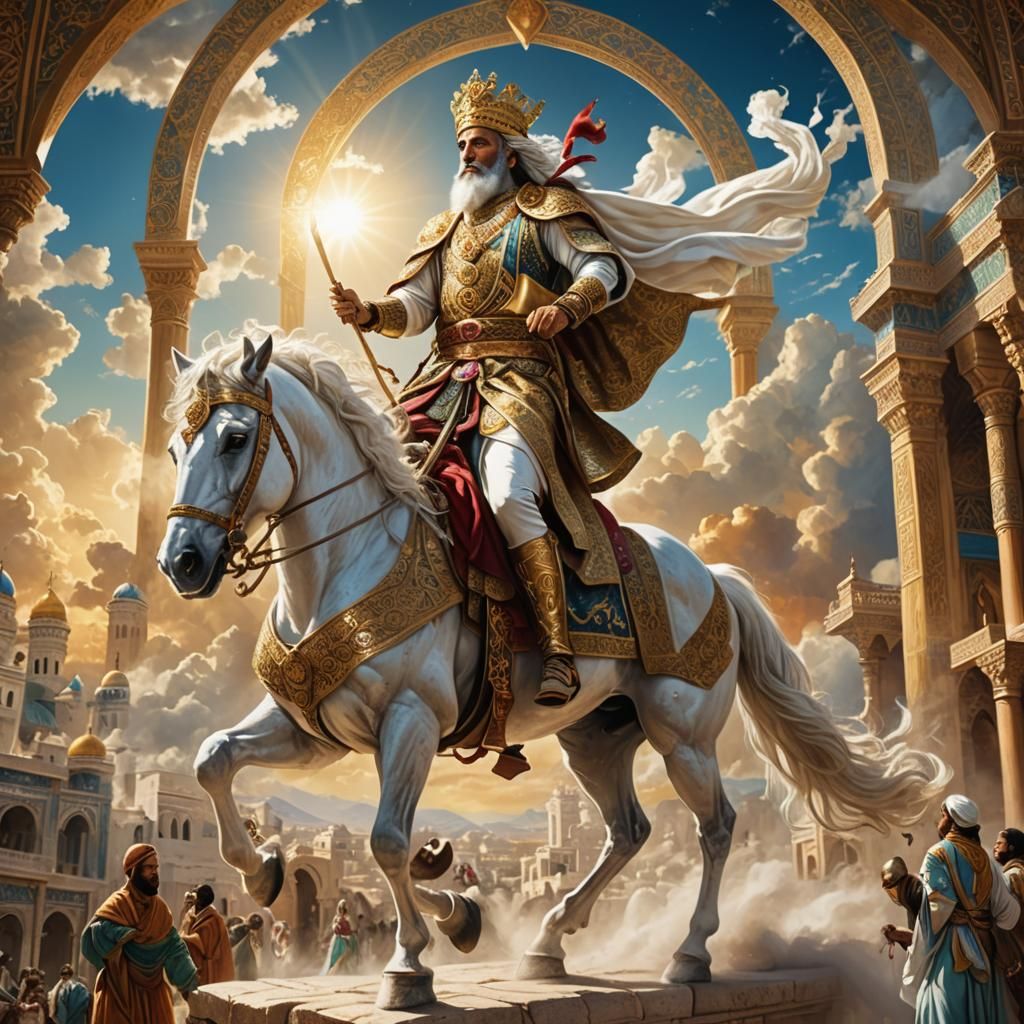 Ancient Jewish King Rides White Horse, Saving Women and Chil...