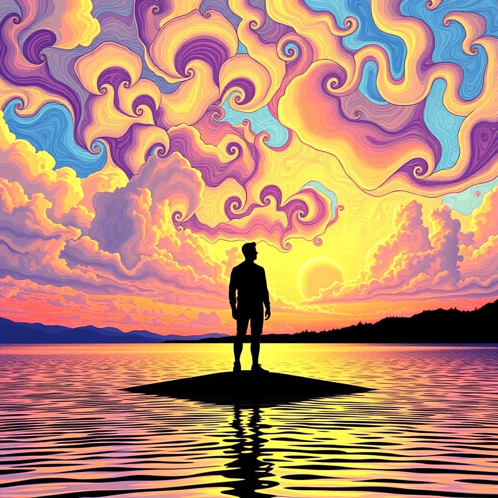 Abstract Fractal Sunset in 3D Shading