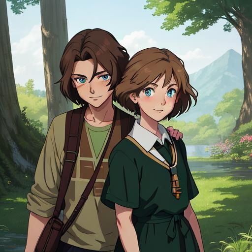 Anime Scene: Children Playing, Students in Love