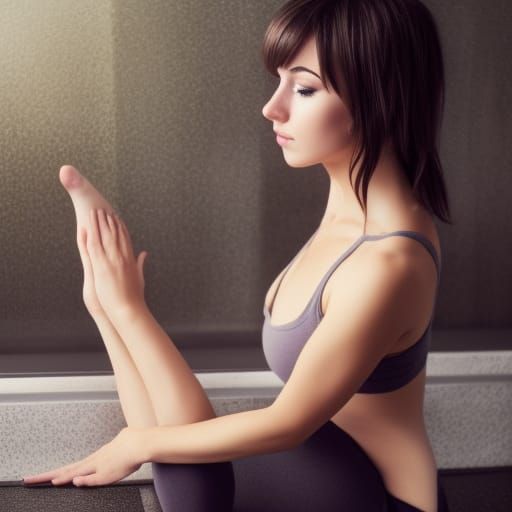 Anime Girl Relaxing in Yoga Studio Bath