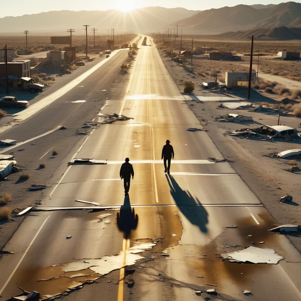 Post-Apocalyptic Figure on Desolate Highway