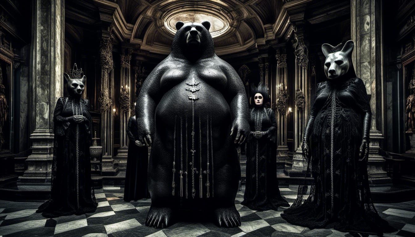 Gothic Bear Pope Officiating Witch Wedding