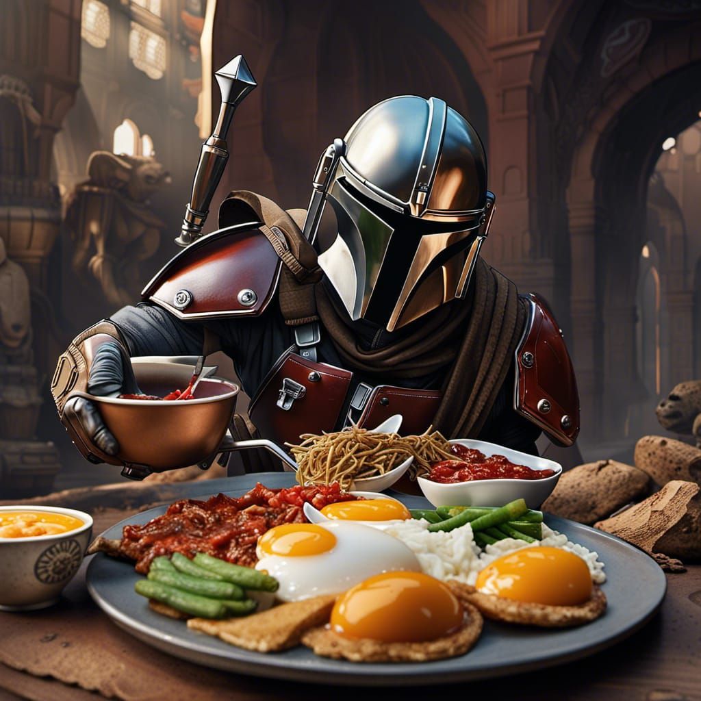 The Mandalorian's Nasi Lemak Feast: Digital Matte Painting