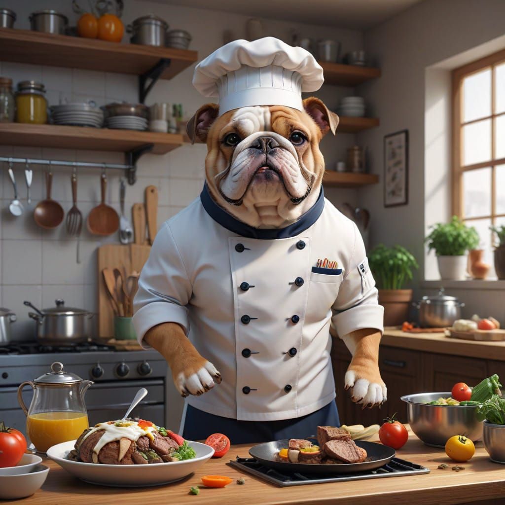 Vibrant 3D Anime Chef in Kitchen