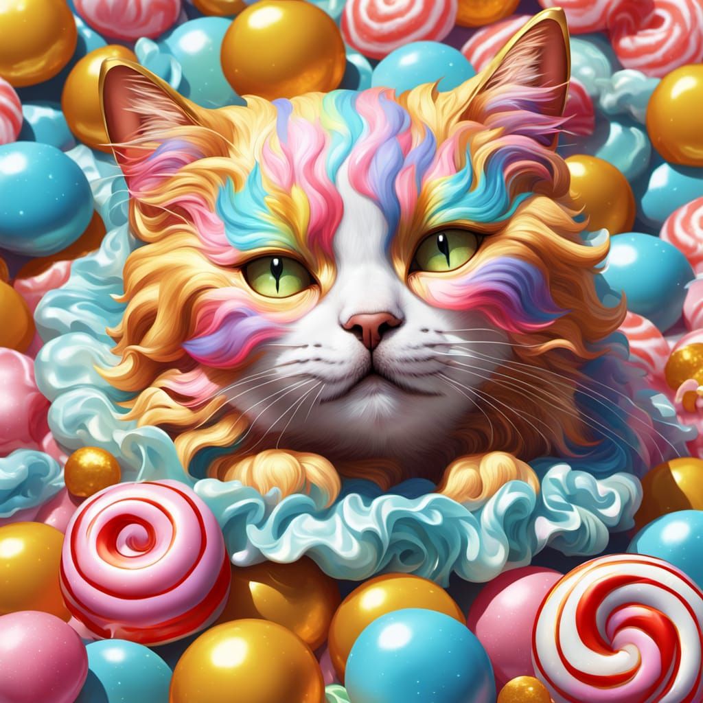 Sleeping Cat in Candy Costume, Baroque Style