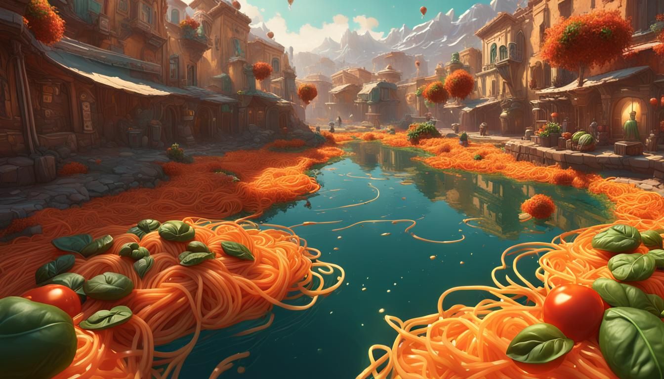 Surreal Spaghetti Landscape with Dynamic Lighting