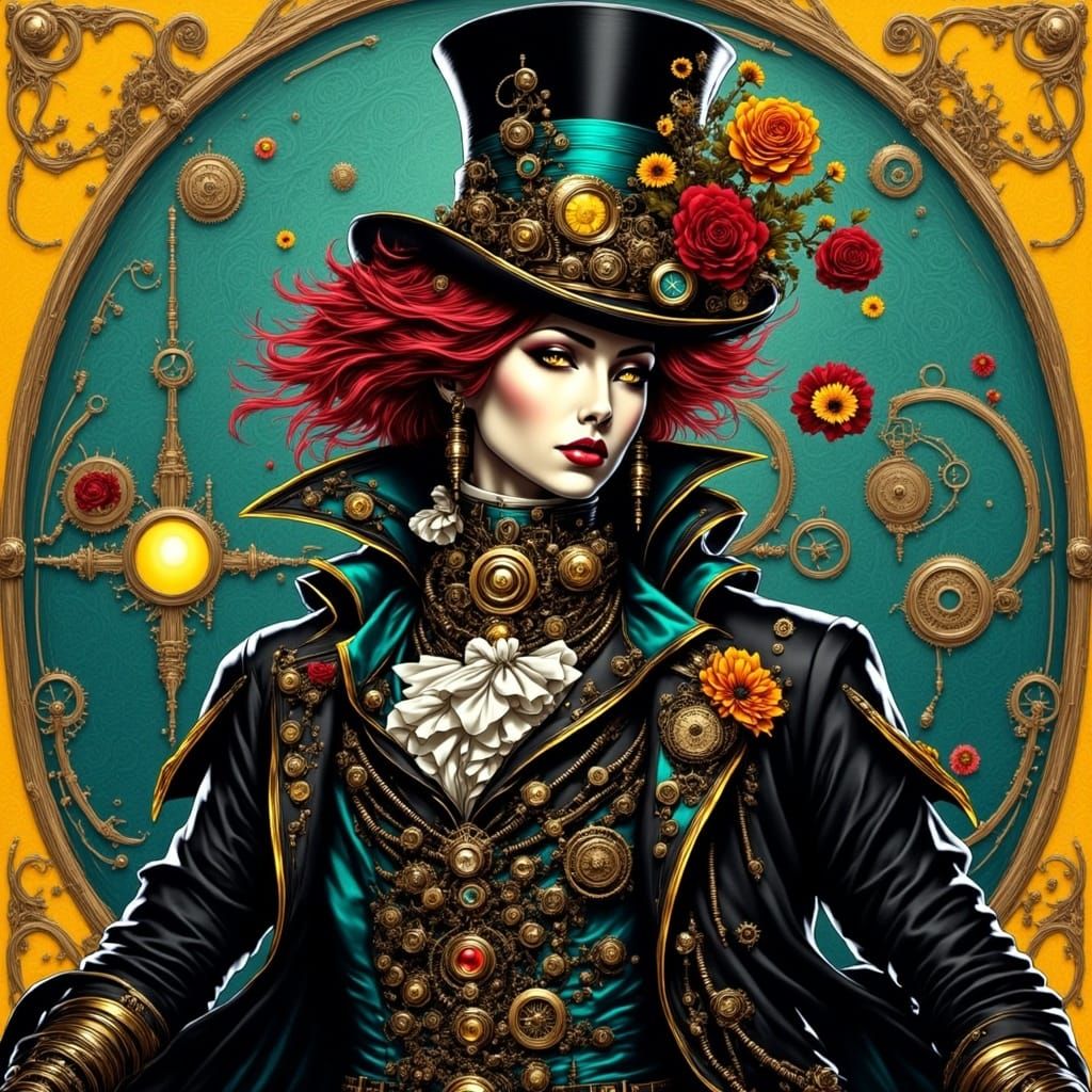 Steampunk Mad Hatter in Elaborate Comic Style