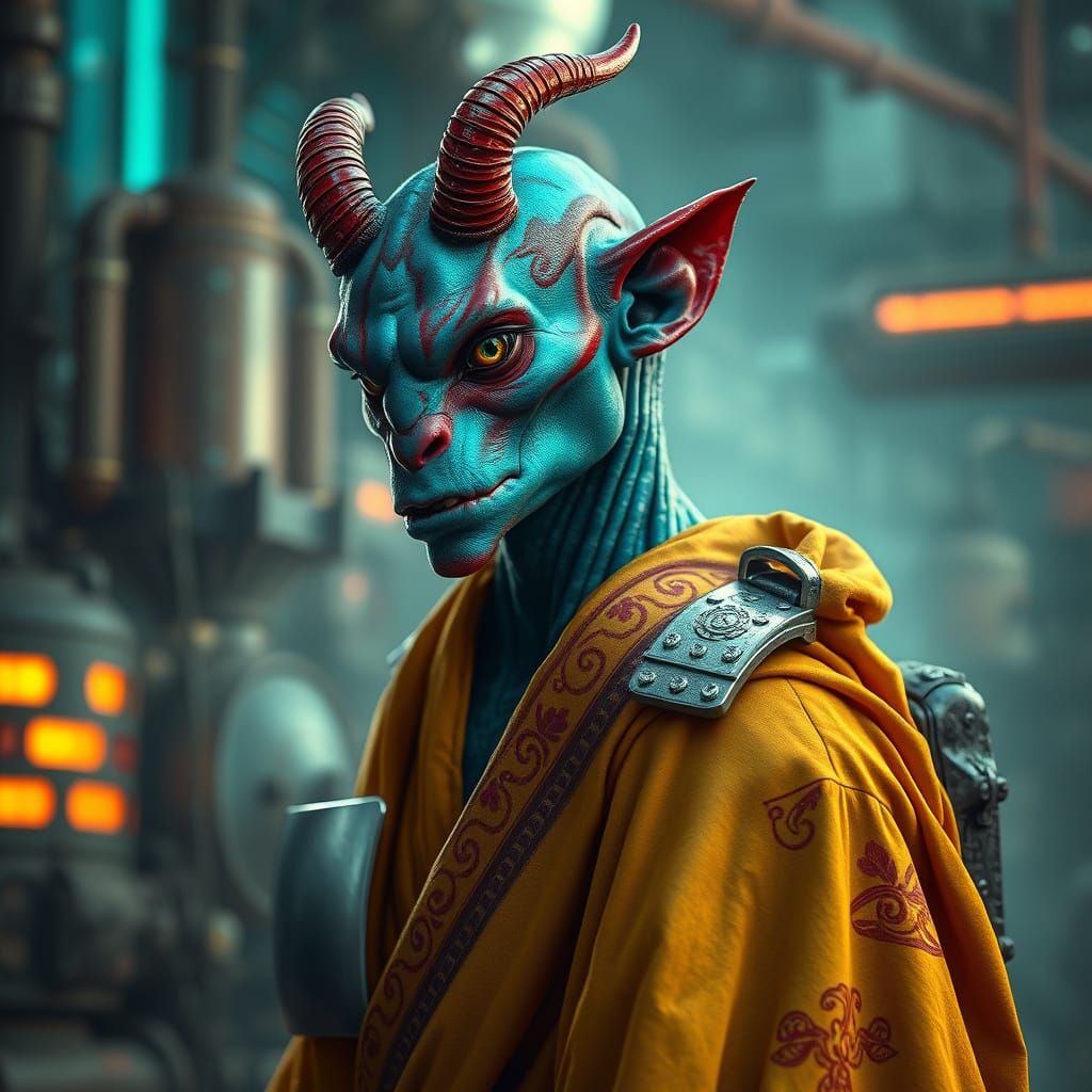 Mystical Creature of Turquoise and Crimson