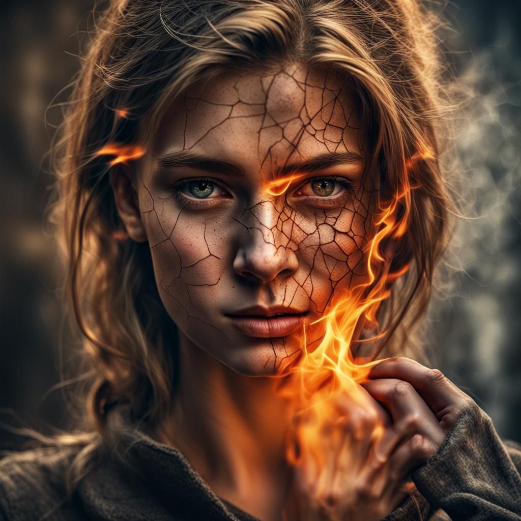 Fiery Portrait of a Young Woman