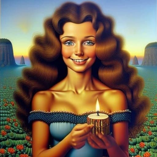 Woman with Candle (Jacek Yerka)