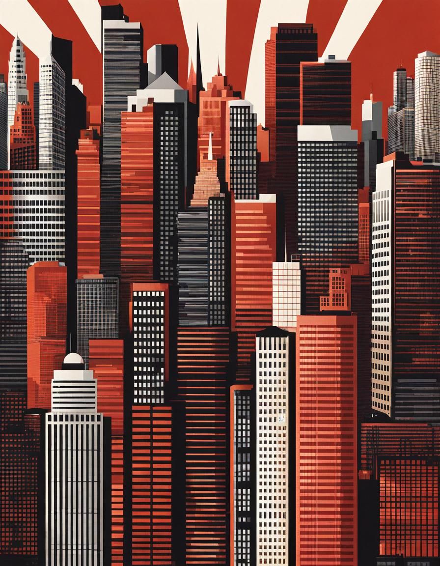 Plaid Pattern Skyline: Abstract Cityscape