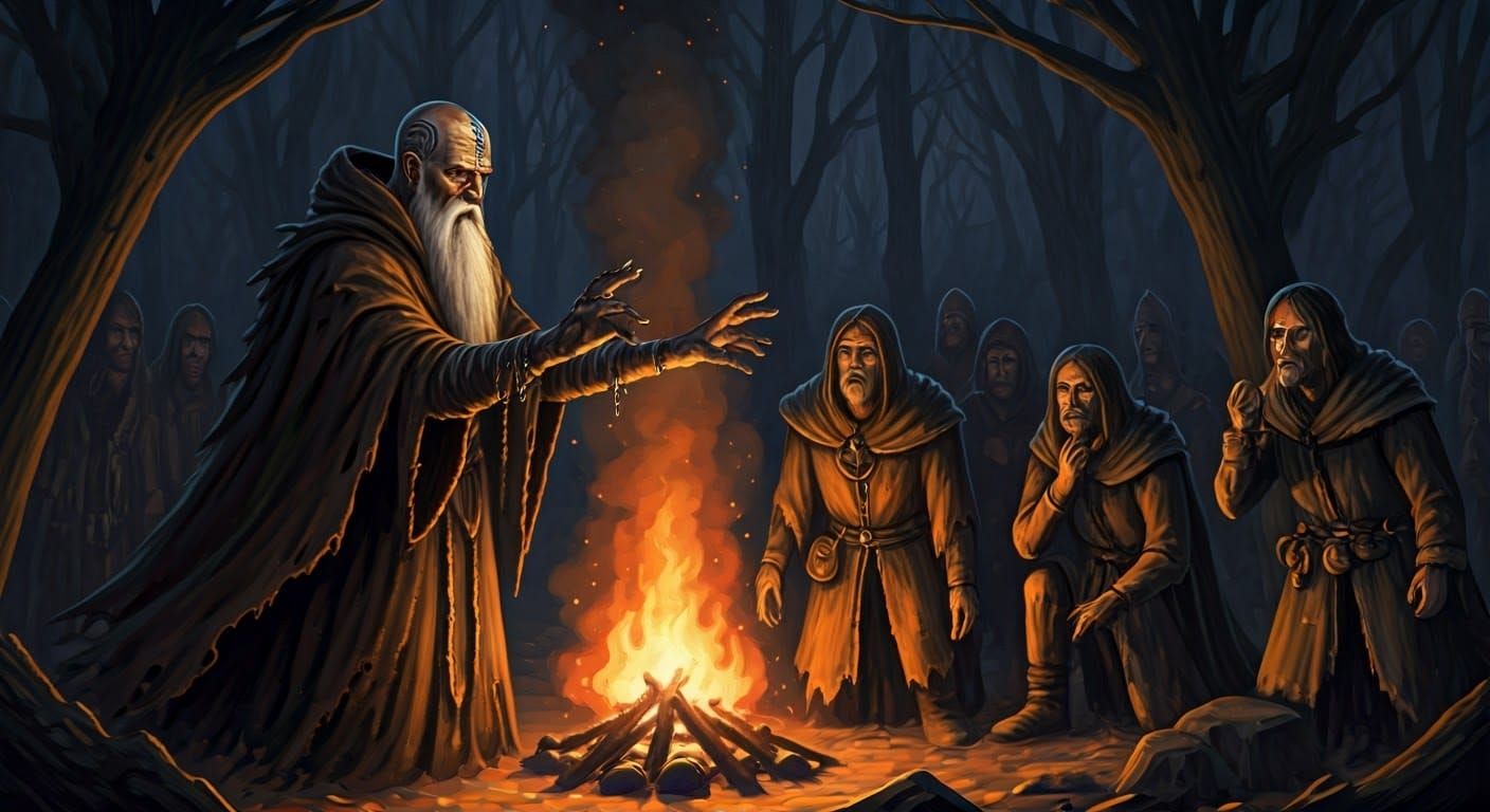 Fantasy Art: Prophet's Warning by Campfire