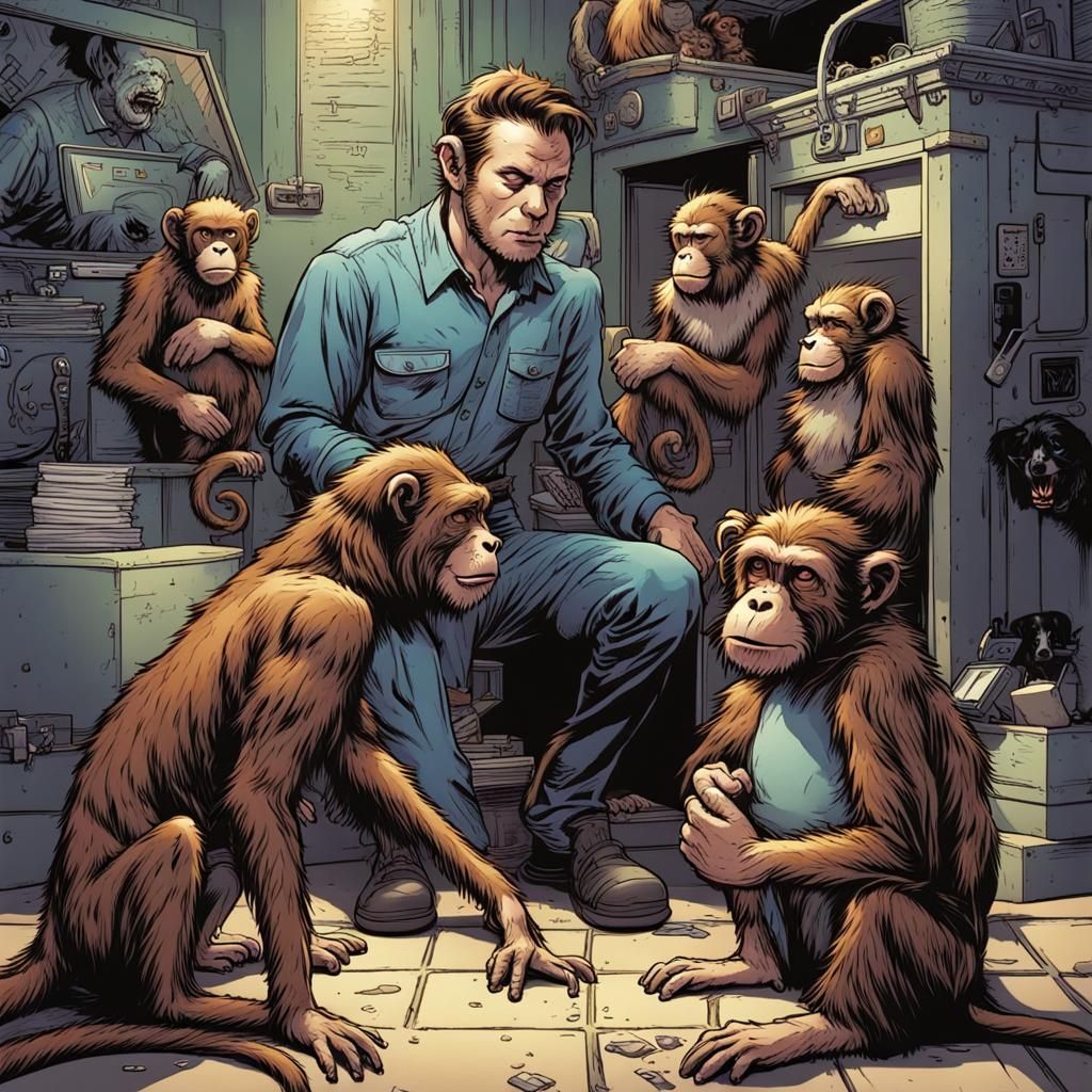 Monkeys Conspire with Dogs: Comic Book Art