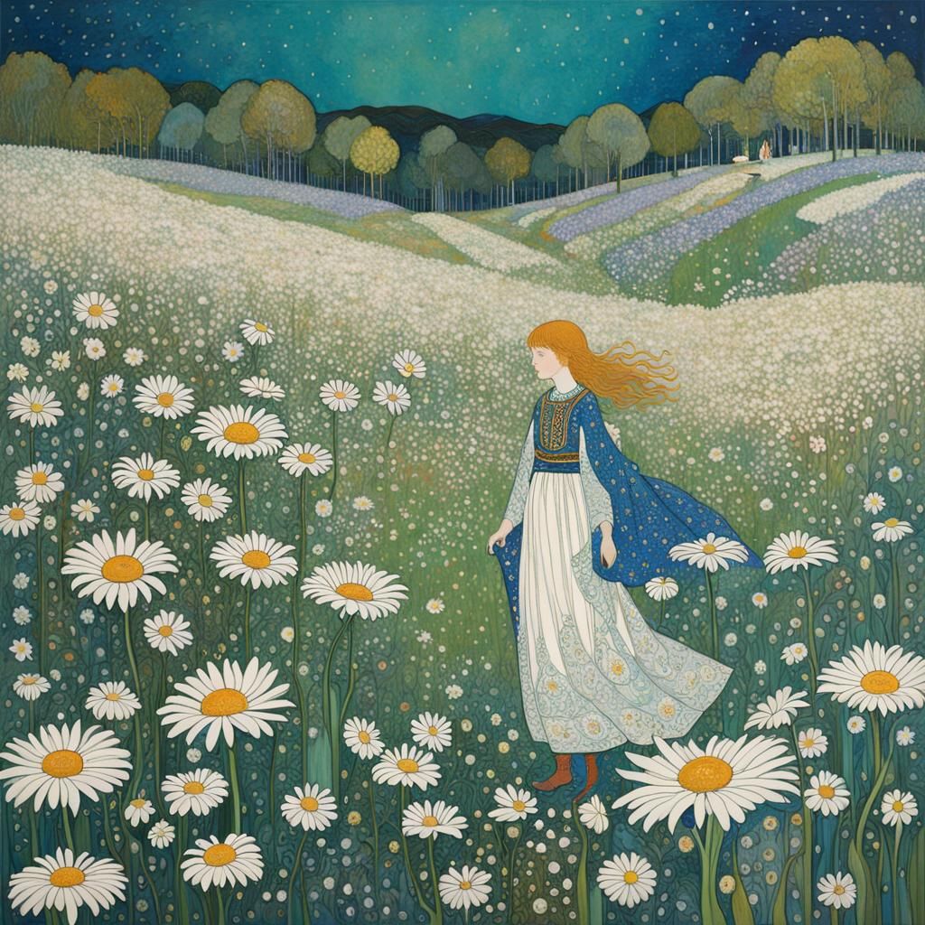 Ethereal Floral Tapestry in Art Nouveau Style