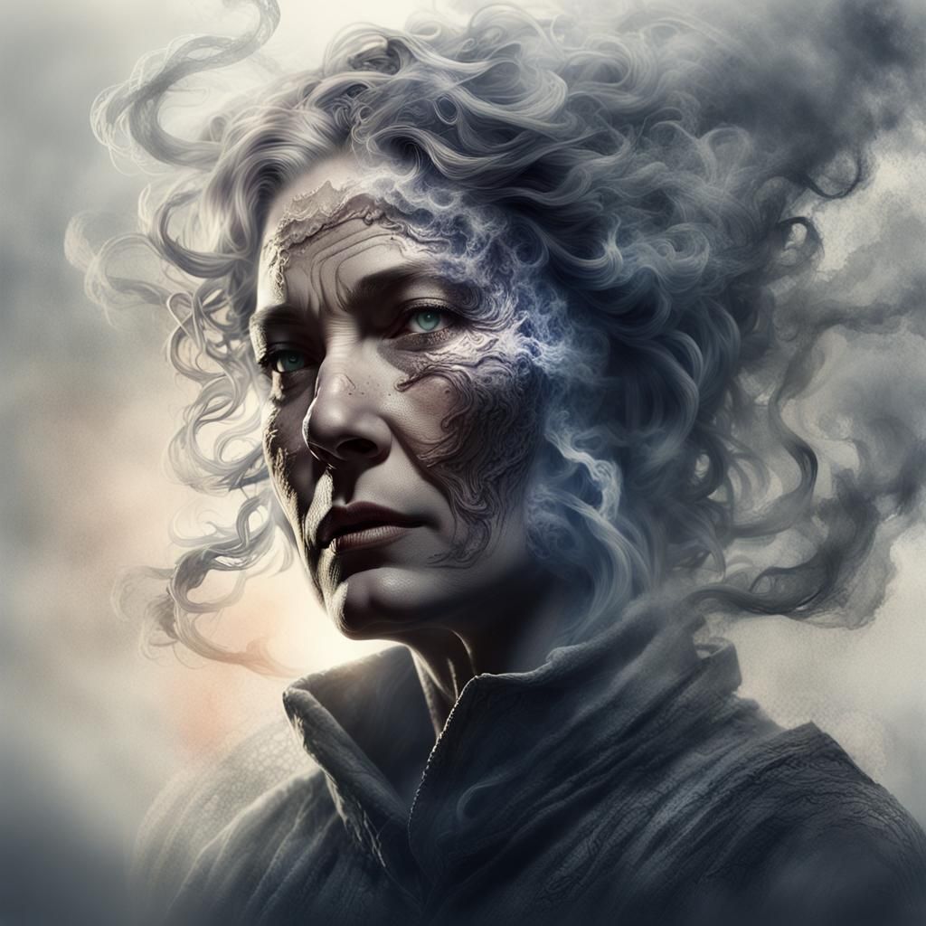 Fierce Warrior Portrait in Art Nouveau Style