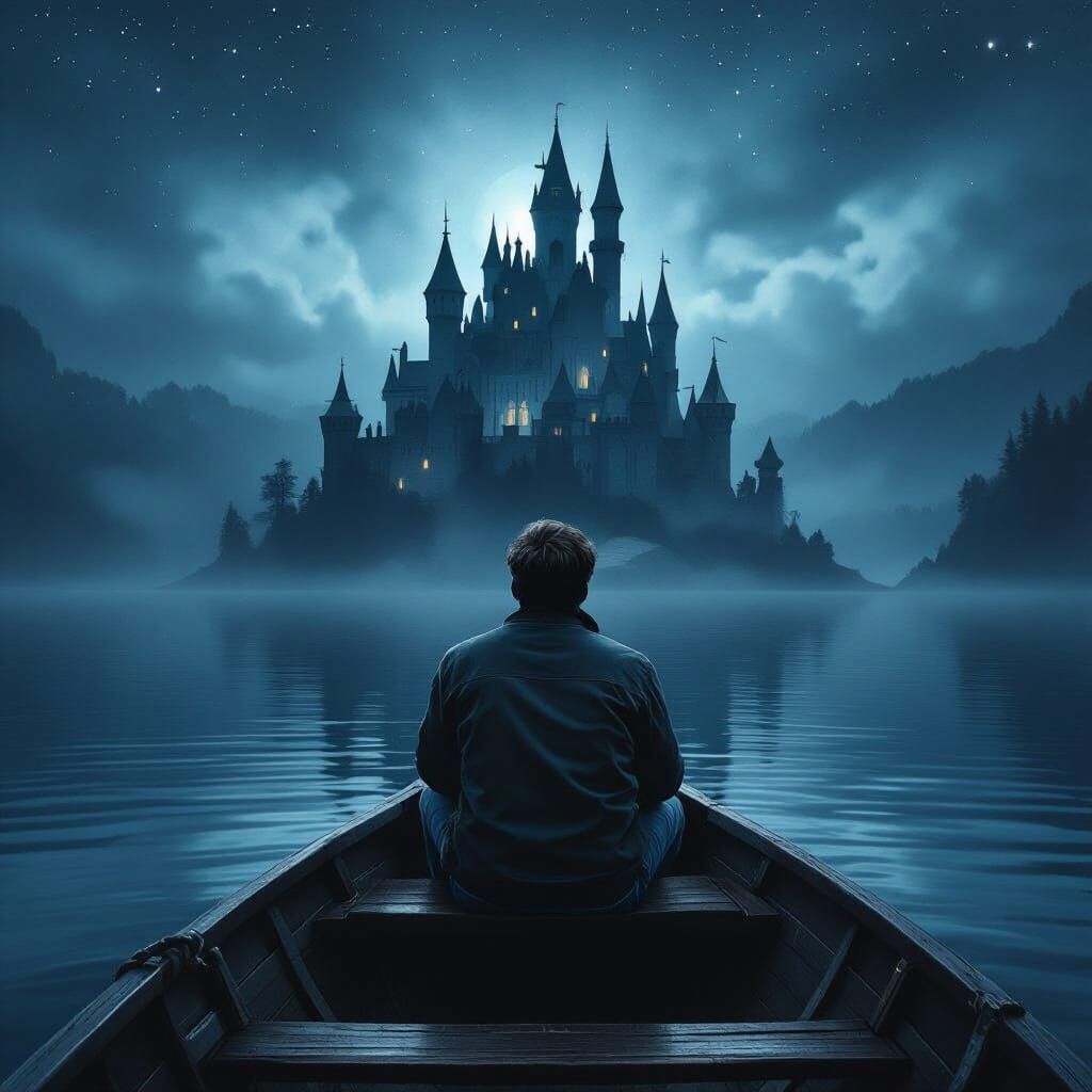 Haunted Castle on Lake in Romantic Style