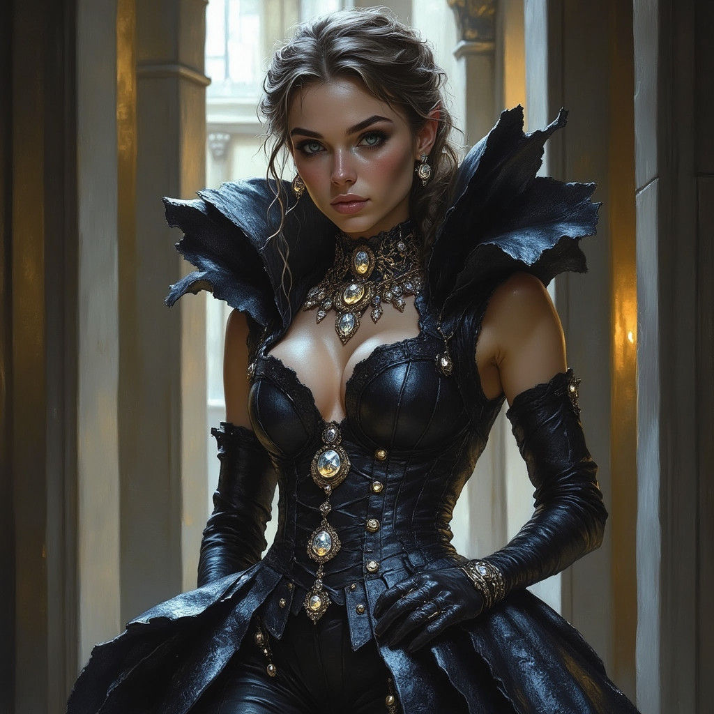 British Supermodel in Ultra-Modern Dress and Opulent Jewelry