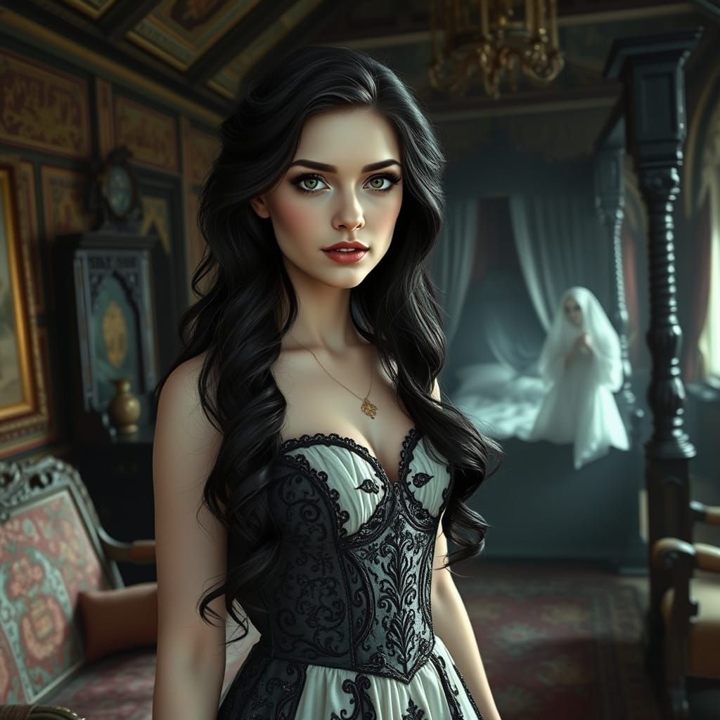 Enchanting Tudor Lady Surrounded by Whispers of the Past