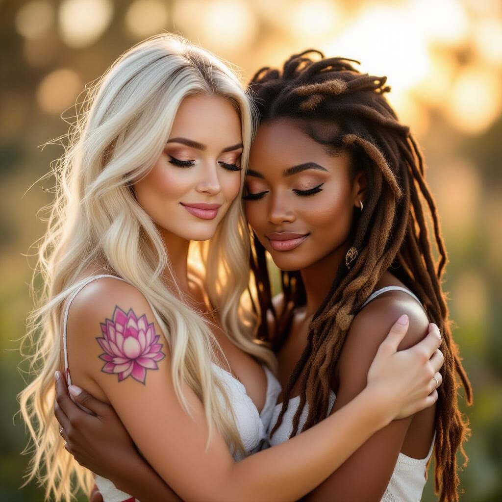 Tender Embrace: Two Women in Warm Studio Light