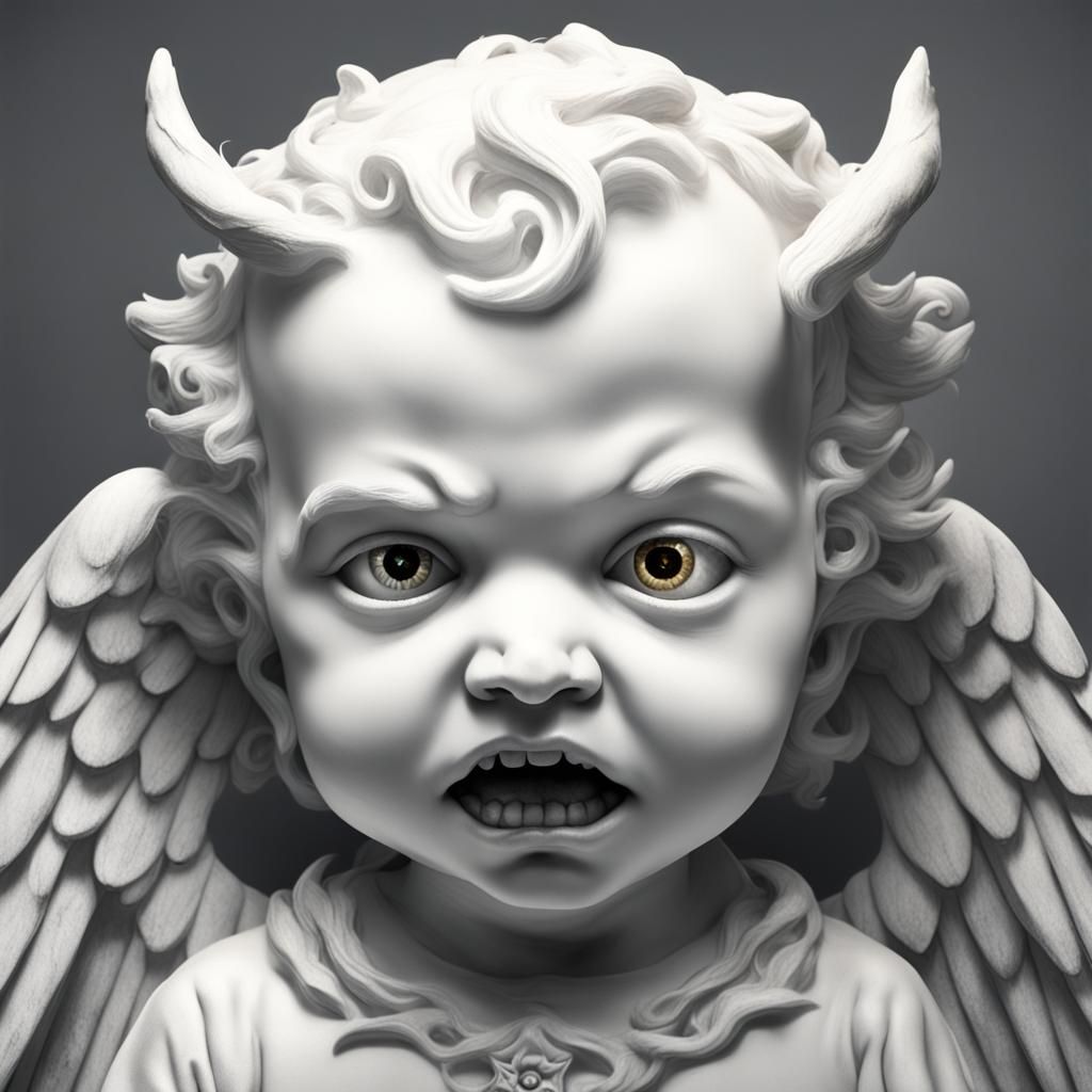 Creepy Marble Angel Baby Portrait