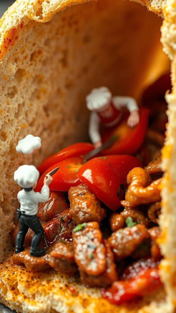 Tiny Chefs Prepare Food in Giant Shawarma