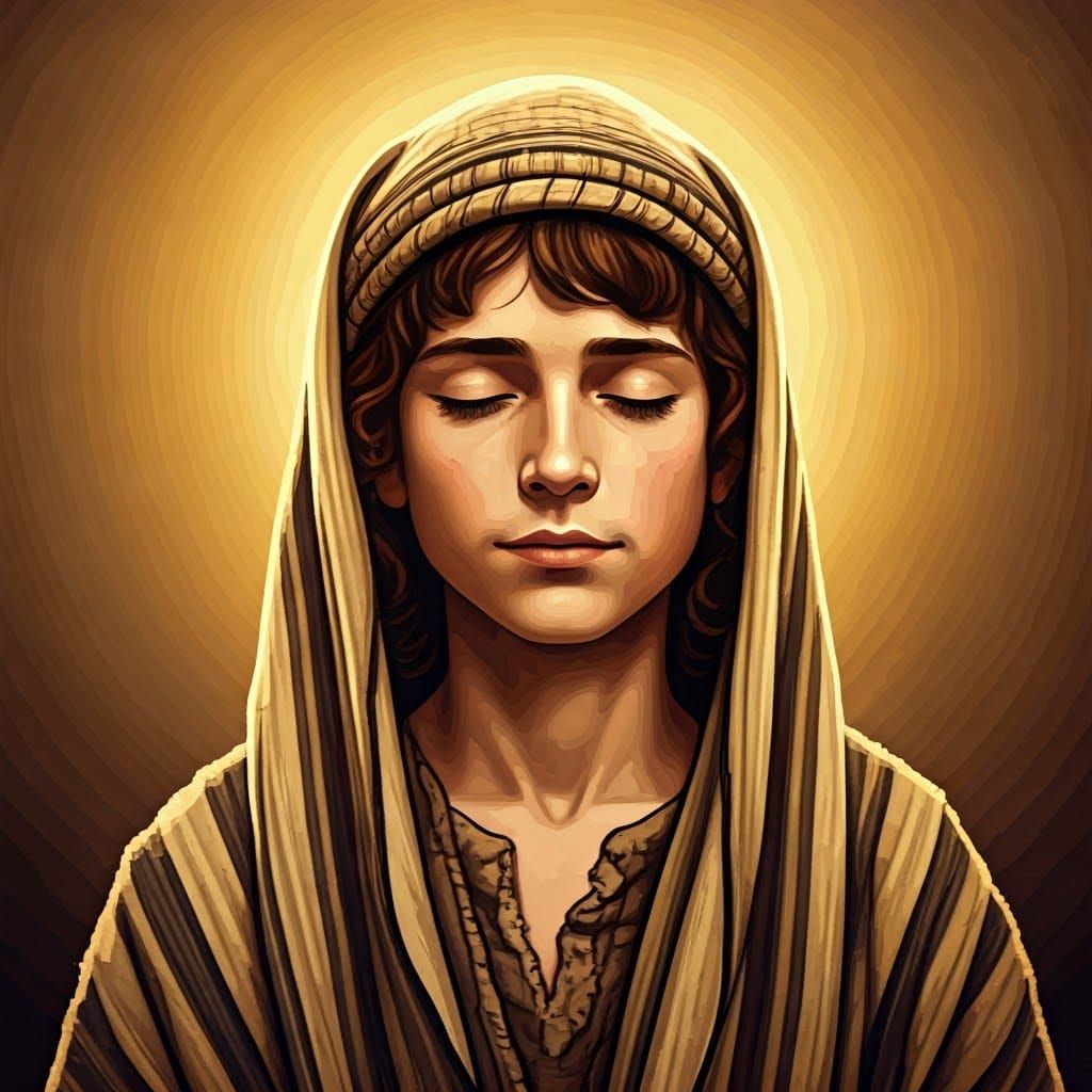 Serene Hebrew Hasidic Youth in Golden Light