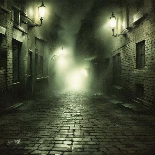 Eerie Figure in Dark Alleyway: Film Noir Scene
