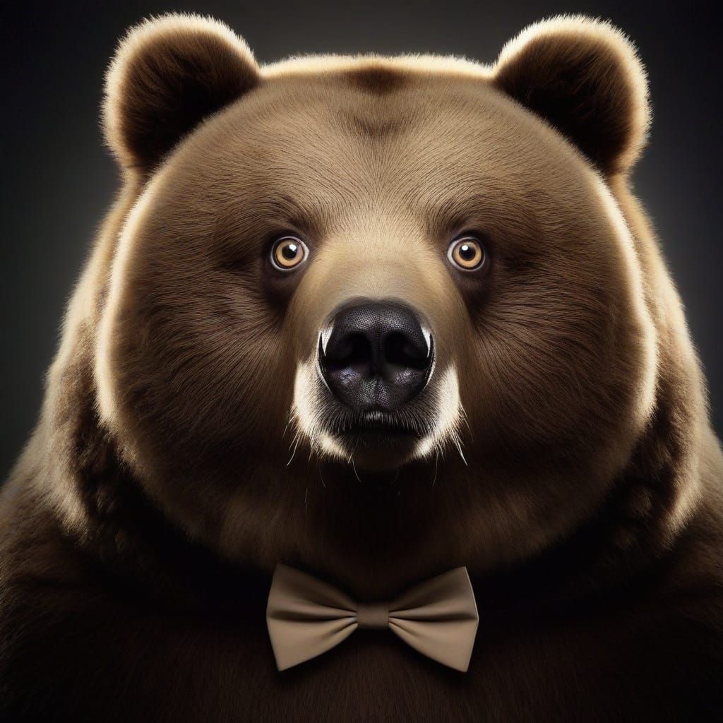 Obese Kodiak Bear-Scientist with Sarcastic Expression