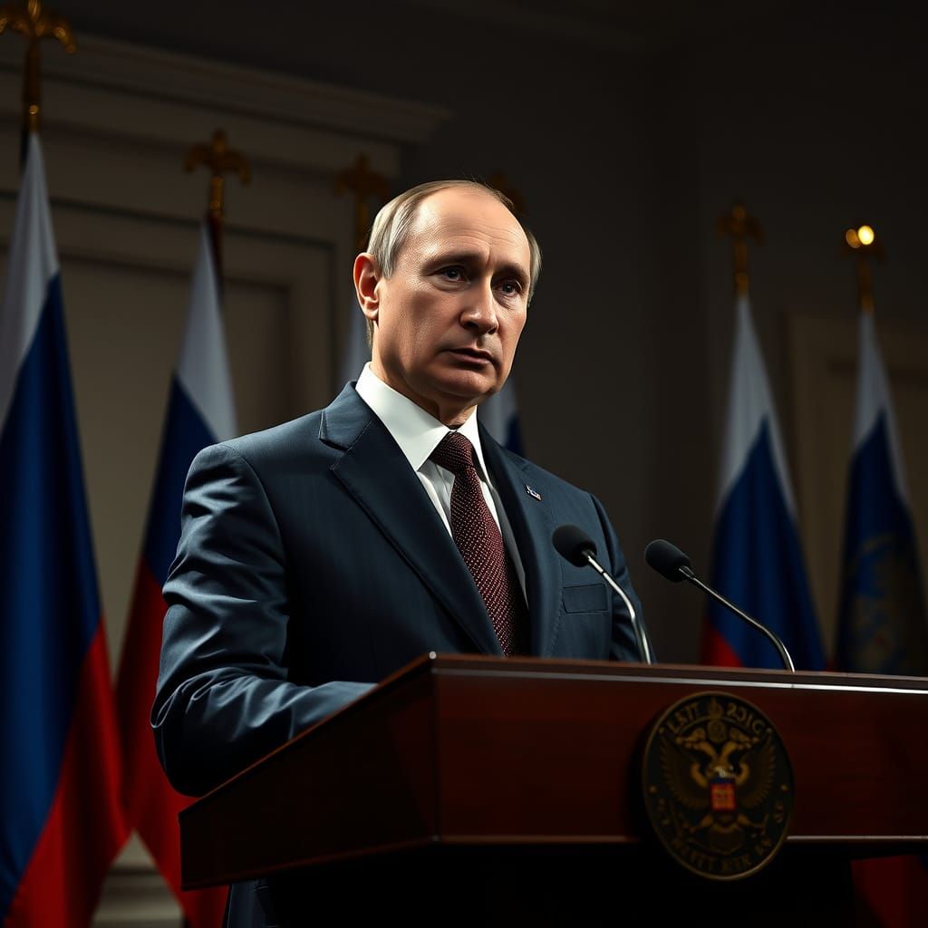 Putin at Podium: Dramatic Realism in Baroque Style
