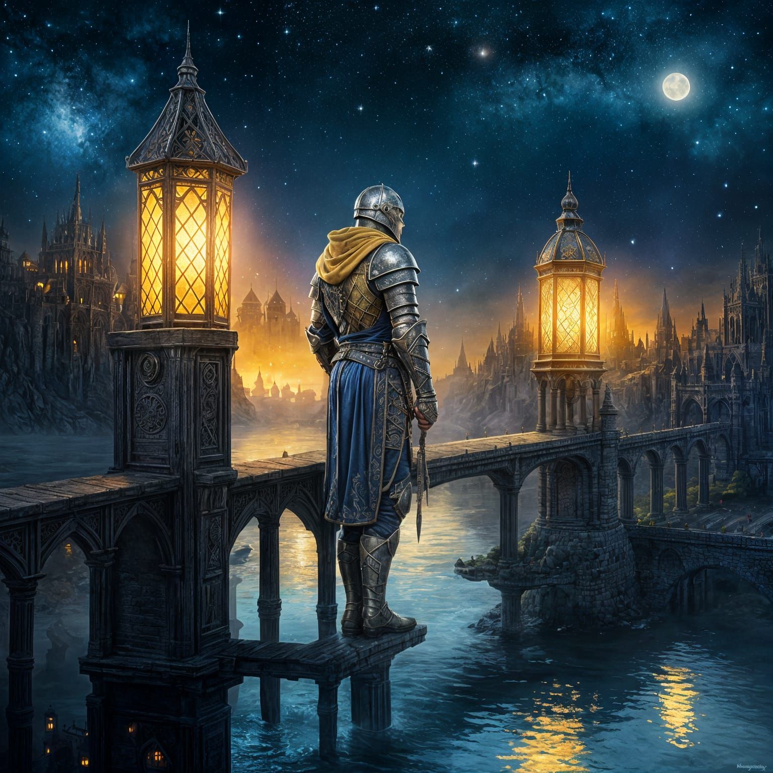 Matte painting of a medieval knight