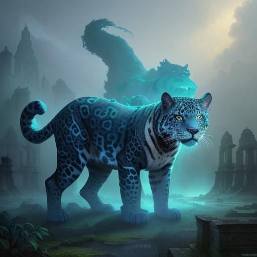 Mystical Jaguar Spirit Manifests in Surreal Oil Painting