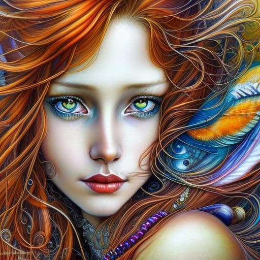 Portrait of Slavic Woman with Red Hair